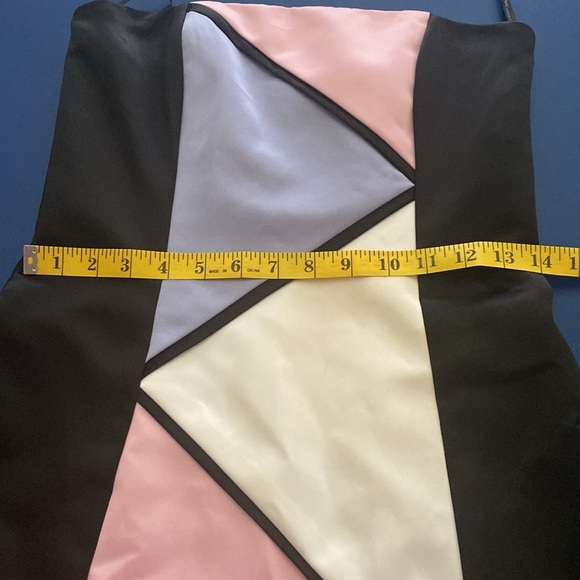 Jessica McClintock Black and Pink Asymmetrical Strapless Juniors Dress 5 / 6 - Picture 8 of 10